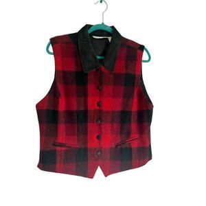 vtg Chrysantheme Wool Blend Plaid Vest Size large‎